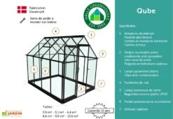 Halls Serre De Jardin En Aluminium Et Verre Trempé Qube 610 Noir 6,4 M² -Garantia Boutique avantage serre jardin aluminium verre qube halls 2