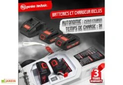 Tondeuse à Gazon Électrique Sans Fil + 2 Batteries 20V -Garantia Boutique batterie tondeuse sans fil 40v elem garden tde40v37 li2bf