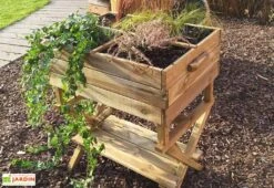 Solid Carré Potager En Bois Autoclave Sur Pieds Réglable 80 X 60 Cm -Garantia Boutique carre potager bois autoclave pieds reglables 80x60cm 1