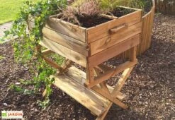 Solid Carré Potager En Bois Autoclave Sur Pieds Réglable 80 X 60 Cm -Garantia Boutique carre potager bois autoclave pieds reglables 80x60cm 2