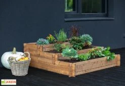 Carré Potager 3 étages En Bois Autoclave Brun – 120 X 120 X 40 Cm -Garantia Boutique carre potager bois 1