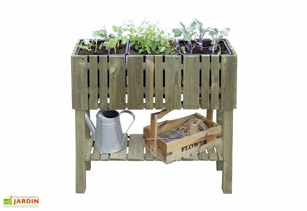 Carré Potager Sur Pieds En Bois De Pin Traité Vertikal 79 X 29 X 79 Cm 3 Carré Potager Sur Pieds En Bois De Pin Traité Vertikal 79 X 29 X 79 Cm
