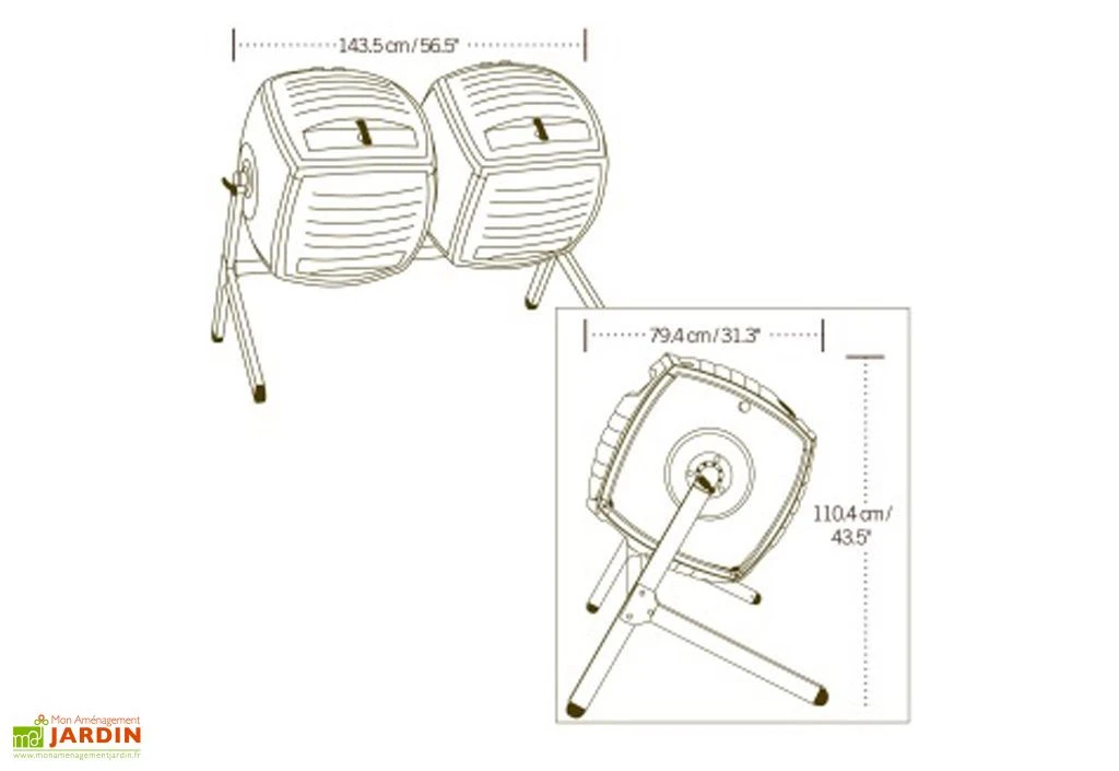 Composteur Rotatif Double 2x189L Polyéthylène Lifetime 7 Composteur Rotatif Double 2x189L Polyéthylène Lifetime – Image 5