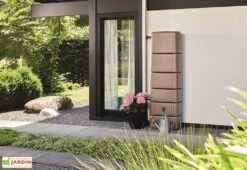 Garantia Récupérateur D'eau De Pluie 300 L Avec Robinet Et Collecteur - Slim -Garantia Boutique cuve recuperateur eau de pluie decoratif 300 litres marron taupe garantia