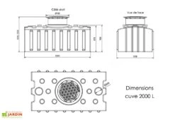 Cuve De Récupération D’eau De Pluie Enterrée – 2000 L Plate -Garantia Boutique dimensions cuve 2000l greenlife