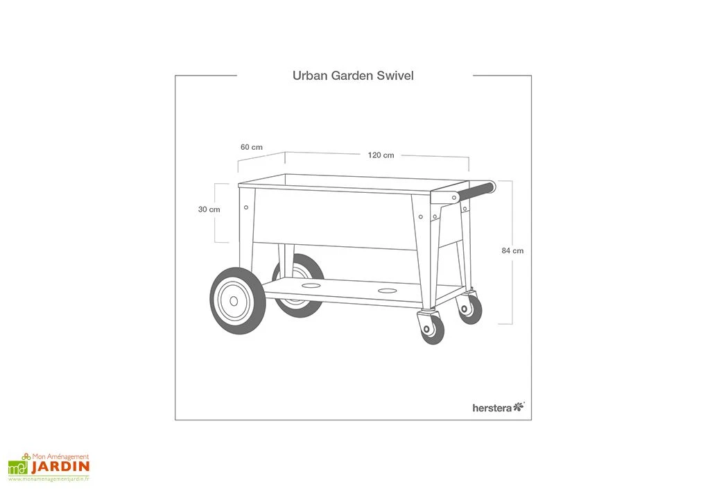 Chariot De Jardinage En Acier à Roulettes - Swivel 7 Chariot De Jardinage En Acier à Roulettes - Swivel – Image 5