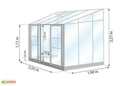 Serre De Jardin Adossée En Verre Lams 4,9 M² - Melissa Anthracite -Garantia Boutique dimensions serre lams melissa 4 90m2 1