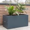 Jardinière Rectangulaire En Métal Thermolaqué Gris Anthracite -Garantia Boutique ensemble jardiniere terrasse