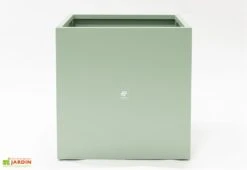 Jardinière Cube En Métal Thermolaqué - 70 X 70 X 70 Cm -Garantia Boutique face jardiniere vert hg 1