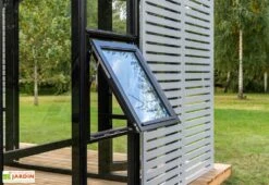 Serre De Jardin En Bois Et Verre Trempé Avec Panneaux Occultants – Lilas -Garantia Boutique fenetres serre jardin bois stali design 04