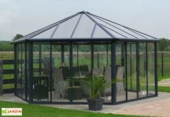 Jardin D’Hiver GARDA Gris Anthracite 5,95 X 5,17 X 3,32 M -Garantia Boutique jardin hiver aluminium tonnelle garda palram 19m2 4