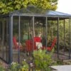 Jardin D’Hiver En Aluminium Et Polycarbonate 9 M² – LEDRO 3000 -Garantia Boutique jardin hiver gris anthracite gazebo carre longueur 295cm ou 360cm 1