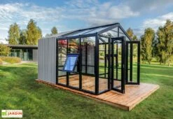 Serre De Jardin En Bois Et Verre Trempé Avec Panneaux Occultants – Jasmin -Garantia Boutique jardin hiver stali design 05