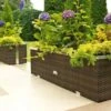 Jardinière En Résine Tressée 108x39x43cm (l,l,h) -Garantia Boutique jardiniere resine tressee rectangle 2