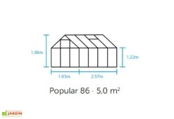 Halls Serre De Jardin En Aluminium Et Verre Trempé Popular 86 - 5 M² -Garantia Boutique plan dimensions serre jardin popular 86