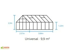 Halls Serre De Jardin En Aluminium Et Verre Trempé Universal 128 – 9,9 M² -Garantia Boutique plan dimensions serre verre universal 128 1
