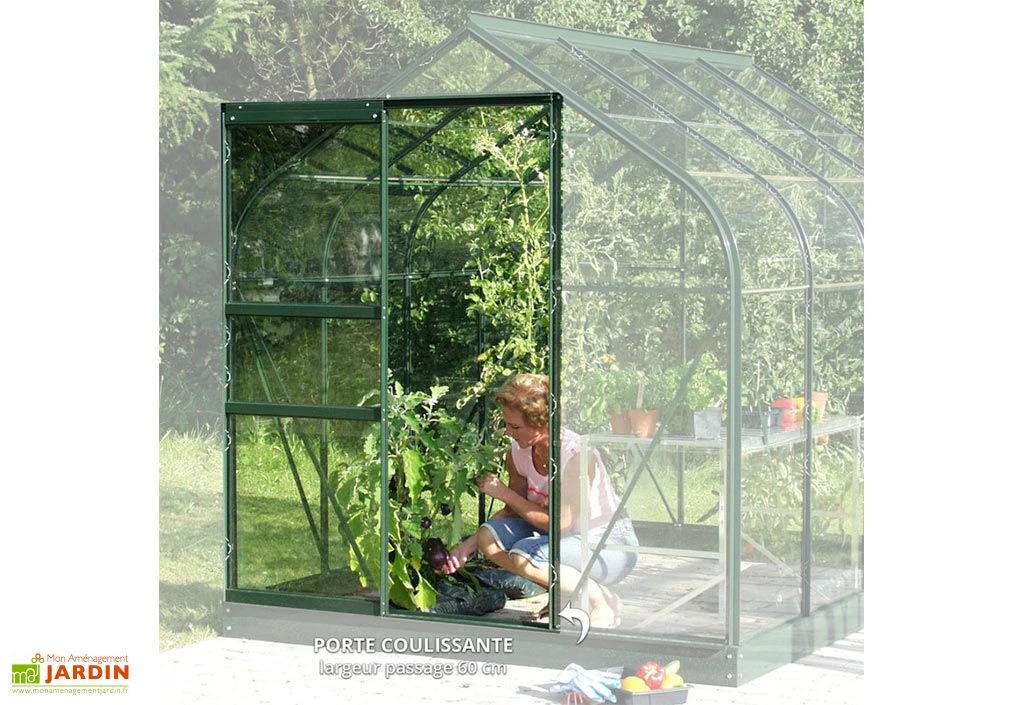 Serre De Jardin En Verre Trempé Lams 7,3 M² - Allium Vert 4 Serre De Jardin En Verre Trempé Lams 7,3 M² - Allium Vert – Image 2