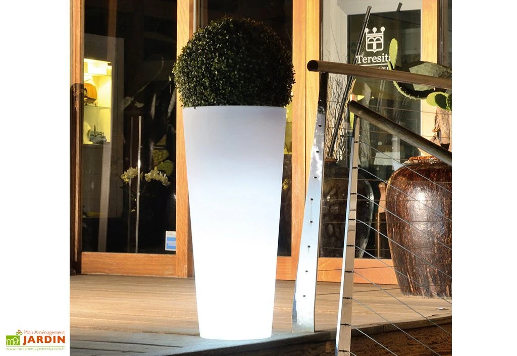 Pot De Fleurs Lumineux Blanc Polyéthylène Hydra H85 Ø39 3 Pot De Fleurs Lumineux Blanc Polyéthylène Hydra H85 Ø39