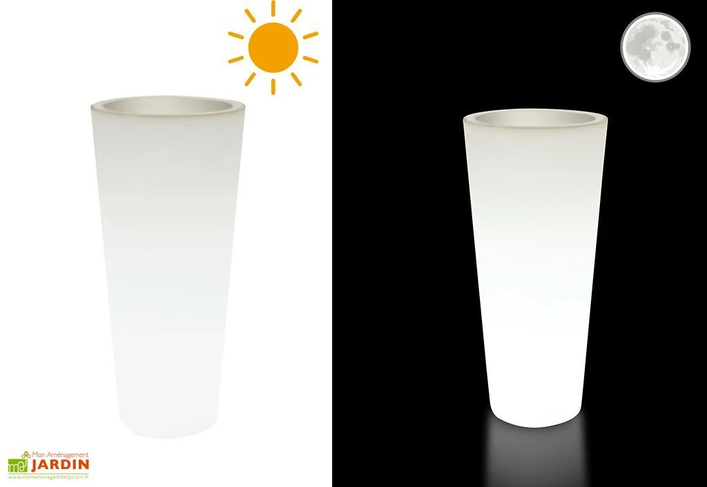 Pot De Fleurs Lumineux Blanc Polyéthylène Hydra H85 Ø39 5 Pot De Fleurs Lumineux Blanc Polyéthylène Hydra H85 Ø39 – Image 3