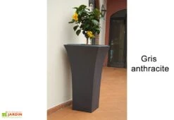 Pot De Fleurs Polyéthylène Patio H85 L48 (pls. Coloris) -Garantia Boutique pot fleurs plastique rotomoule polyethylene blanc gris 18l 2