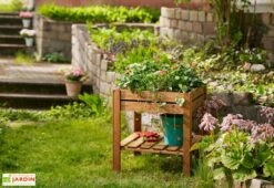 Carré Potager Sur Pieds En Bois Autoclave Brun - 75 X 75 X 79 Cm -Garantia Boutique potager bois autoclave pieds 1