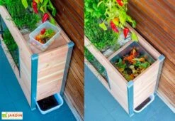 Potager Sur Pieds Balcomposteur Et Composteur Intégré – Bois Douglas -Garantia Boutique potager urbain jardiniere bois composteur francais 2