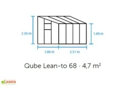 Halls Serre De Jardin Adossée En Verre Trempé Qube Lean-to 68 – 4,7 M² -Garantia Boutique schema serre murale qube 68