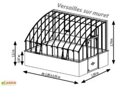 Serre Adossée Ancienne En Aluminium Et Verre Trempé 4mm Versailles 380x280m -Garantia Boutique serre ancienne en aluminium et verre trempe 4mm versailles schema