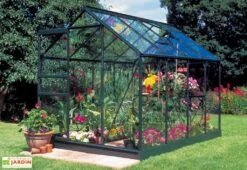 Halls Serre De Jardin En Aluminium Et Verre Trempé Popular 86 - 5 M² -Garantia Boutique serre culture aluminium verre popular 86 vert