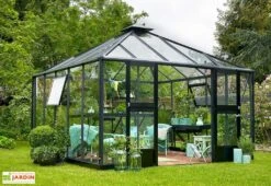 Jardin D’Hiver En Verre Trempé Alu Anthracite 13,5 M² – Juliana Oase -Garantia Boutique serre jardin aluminium anthracite verre trempe juliana oase 14