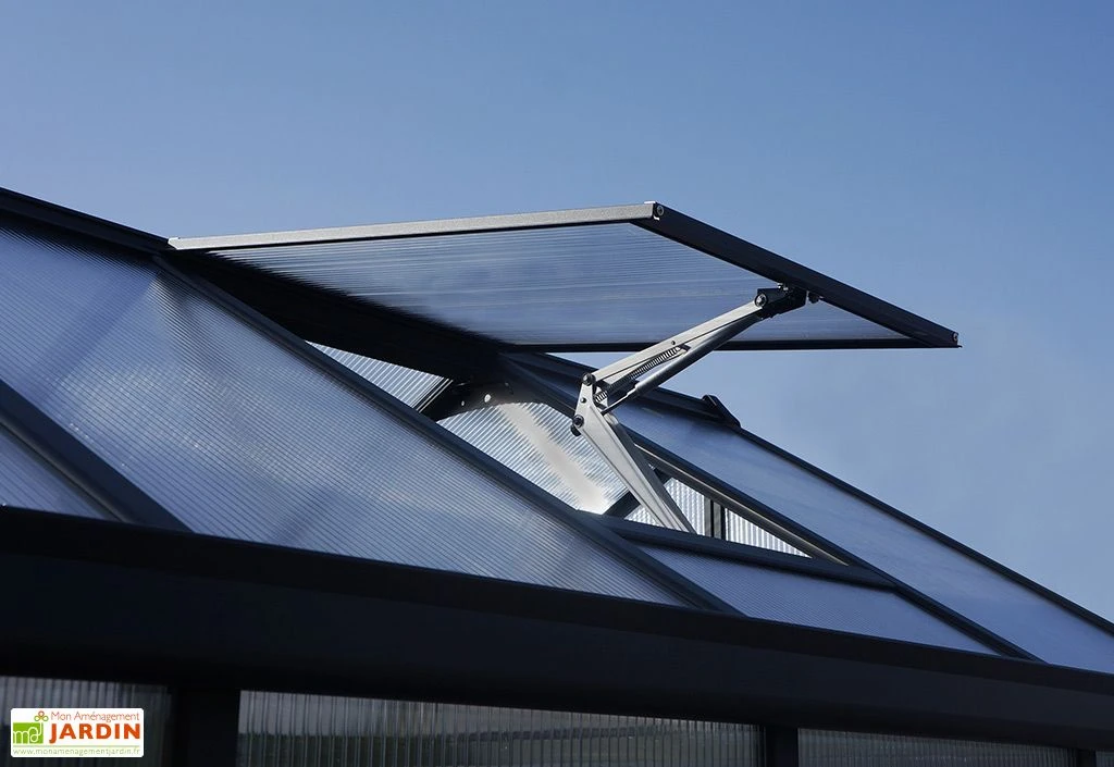 Serre De Jardin En Aluminium Et Polycarbonate Glory 4,7 M² - Grise 7 Serre De Jardin En Aluminium Et Polycarbonate Glory 4,7 M² - Grise – Image 5