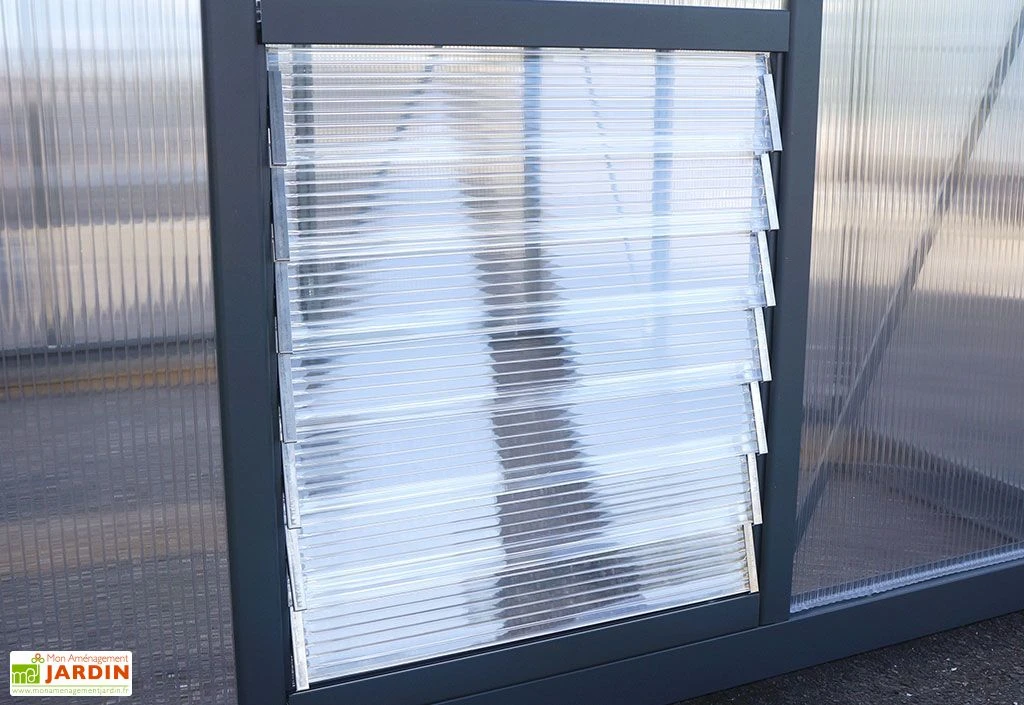 Serre De Jardin En Aluminium Et Polycarbonate Glory 4,7 M² - Grise 8 Serre De Jardin En Aluminium Et Polycarbonate Glory 4,7 M² - Grise – Image 6