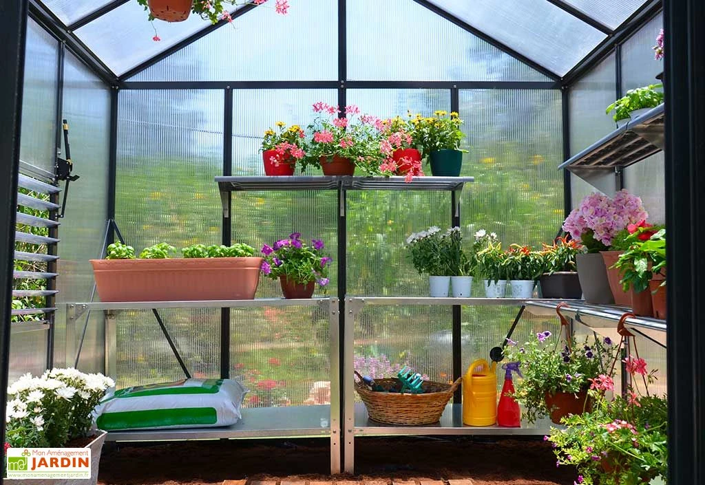 Serre De Jardin En Aluminium Et Polycarbonate Glory 14,7 M² - Grise 5 Serre De Jardin En Aluminium Et Polycarbonate Glory 14,7 M² - Grise – Image 3