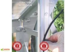Serre De Jardin En Alu Et Verre Trempé Lams 12,9 M² - Aloé Vert -Garantia Boutique serre jardin aluminium verre trempe aloe 13m2 vert 2