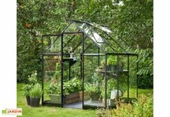 Halls Serre De Jardin En Aluminium Et Verre Trempé Qube 66 Noir 3,9 M² -Garantia Boutique serre jardin aluminium verre trempe qube 66 noir 39m 2