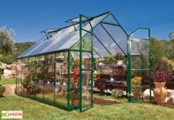 Serre De Jardin En Aluminium Et Polycarbonate Balance – Vert -Garantia Boutique serre jardin aluminium vert polycarbonate balance 8x12 1