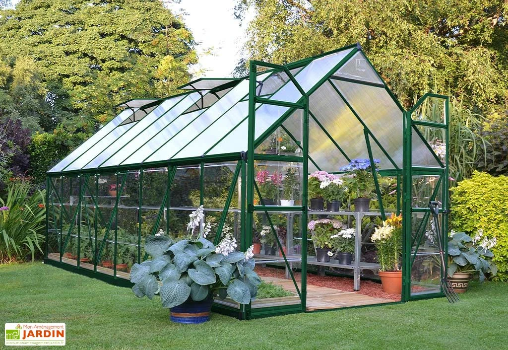 Serre De Jardin En Aluminium Et Polycarbonate Balance – Vert