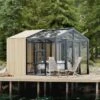 Serre De Jardin En Bois Et Verre Trempé Avec Panneaux Occultants – Jasmin -Garantia Boutique serre jardin bois panneaux occultants stali design 05