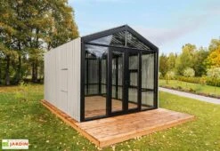 Serre De Jardin En Bois Et Verre Trempé Avec Panneaux Occultants – Tournesol -Garantia Boutique serre jardin bois panneaux occultants stali design 06