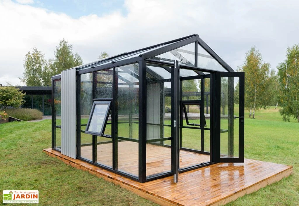 Serre De Jardin En Bois Et Verre Trempé Avec Panneaux Occultants – Hortensia 4 Serre De Jardin En Bois Et Verre Trempé Avec Panneaux Occultants – Hortensia – Image 2