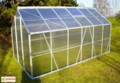 Serre De Jardin En Aluminium Et Polycarbonate – Diamant Gris 126 -Garantia Boutique serre jardin polycarbonate diamant 126 base acier 190x380x195cm 7m2 3