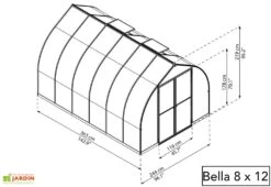 Serre De Jardin En Aluminium Et Polycarbonate Bella - Argent -Garantia Boutique serre jardin polycarbonate palram bella 8x12 2