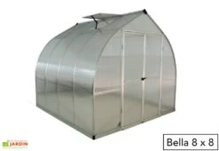 Serre De Jardin En Aluminium Et Polycarbonate Bella - Argent -Garantia Boutique serre jardin polycarbonate palram bella 8x8 1