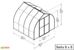 Serre De Jardin En Aluminium Et Polycarbonate Bella - Argent -Garantia Boutique serre jardin polycarbonate palram bella 8x8 2