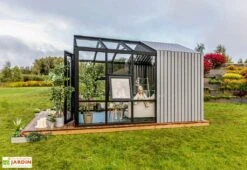 Serre De Jardin En Bois Et Verre Trempé Avec Panneaux Occultants – Jasmin -Garantia Boutique serre jardin stali design 05