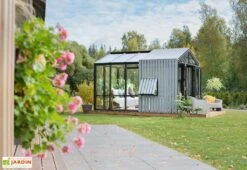 Serre De Jardin Bois Et Verre Trempé Avec Panneaux Occultants – Hibiscus -Garantia Boutique serre jardin verre bois stali panneaux gris