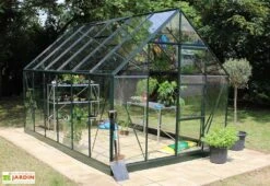 Halls Serre De Jardin En Aluminium Et Verre Trempé Universal 128 – 9,9 M² -Garantia Boutique serre verre aluminium universal 128 vert