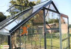 Serre De Jardin En Verre Trempé Grise Avec Base 4,65 M² -Garantia Boutique serre verre trempe aluminium 7 1