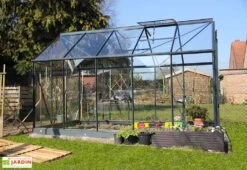 Serre De Jardin En Verre Trempé Grise Avec Base 4,65 M² -Garantia Boutique serre verre trempe aluminium 8