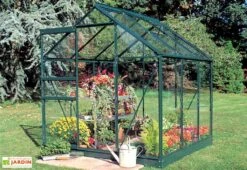 Halls Serre De Jardin En Aluminium Et Verre Trempé Popular 66 - 3,8 M² -Garantia Boutique serre verre trempe popular 66 vert